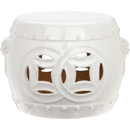 Safavieh 11.5 x 16.25 x 16.25 in. Mei Double Coin Garden Stool, Antique White ACS4534A
